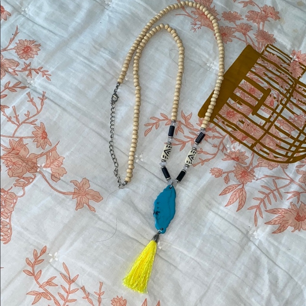 ☀️Beaded Tassel Necklace. Turquoise and Ne… - Picture 2 of 3